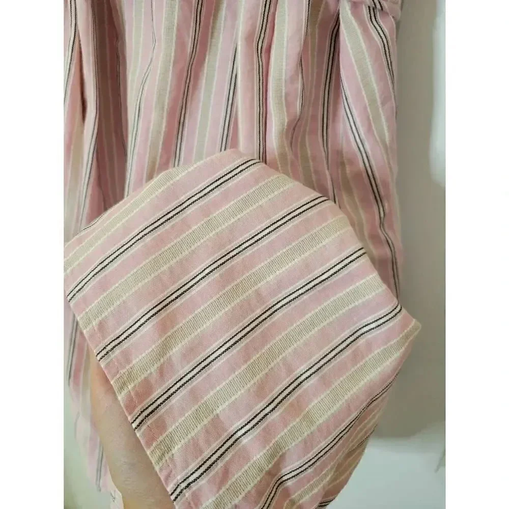 J. Crew Re-Imagined Alma Pink Striped Beach Boho Cotton Dress Womens Size L-XL,